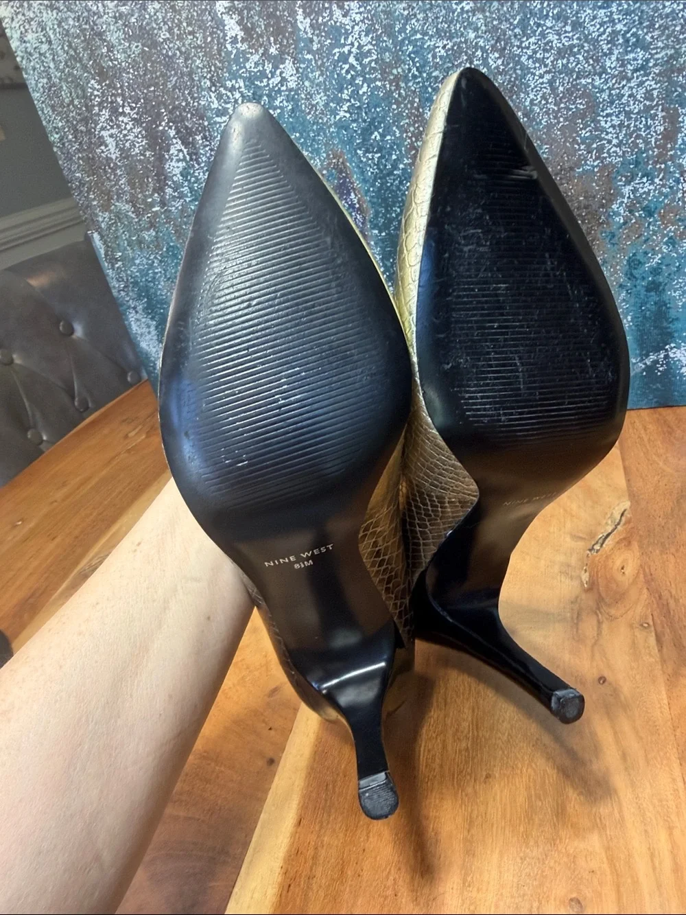 Nine West 2010s Classic Ombré Snakeskin Leather Pumps Heels 8.5 (GUC)